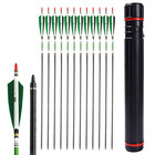 12 24pcs 30  Carbon Archery Arrows Spine 500 Red Turkey Feather With Quiver Tube