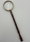 Vintage Brass Magnifying Glass W  Hand-turned Wood Handle 8 75    Optical Lens