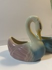 2 Vintage Shawnee  pottery Swan Planters Pink   Blue Mid Century Modern Euc