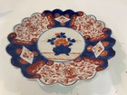 Ant Japanese Imari Porcelain Plate W  Hand Painted Floral Dec   Scalloped Rim