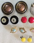 Vintage Glass Rhinestone Copper Button Avon Sarah Cov Clip Pierced Earrings Lot