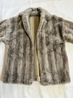 Vtg Handmade Faux Fur Coat 60s 70s Brown Striped Lining Mobwife Old Hollywood L