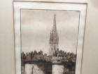Antique Original Flemish Or Dutch   Etching   Engraving Signed P Thyst Cathedral