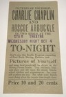 Fatty Arbuckle Vintage C1914 Silent Film Charlie Chaplin Movie Bulletin Daybill