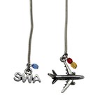 Southwest Airlines Swa Airplane Silver Tone Chain Bookmark Page Marker Charms