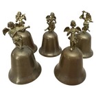 Vintage Silvestri Brass Angel Bells Set Of 5 Musical Cherubs Christmas Decor