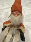 Vintage Antique Christmas Early Composition German Santa On Sled