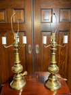 Pair Vintage Neoclassical French Empire Style Brass Tone 4-light Table Lamps 30 