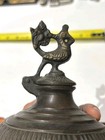 Antique Tribal Indian Brass Bronze Pot     Tripod Vessel W  Peacock Lid