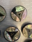 Antique Victorian Mother Of Pearl Inlay Compo Whistle 1-hole Buttons 8p Set