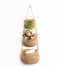 Hanging Fruit Basket  3 Tier Woven Wall Hanging Basket For Organizing  Jute
