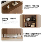 Sideboard  31  Buffet Cabinet 2 Sliding Tambour Doors For Kitchen Storage Walnut