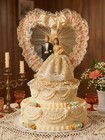 Vintage 1950 Coast Novelty Wedding Cake Topper Bride Groom In Lacy Heart 9 5 