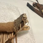 Handmade Leather Rattle Snake Head W  Fringe  Feathers   Small Bells