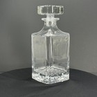 Vintage Heavy Square Glass Liquor Decanter 9 Inches Tall Excellent Condition