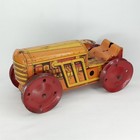 Vintage 1950s Louis Marx Tin Litho Wind Up Climbing Farm Tractor Yellow Orange