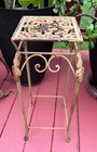 Old Vintage Cast   Wrought Iron Plant Stand Pedestal Table Garden Patio