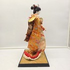 Vintage 16  Japanese Geisha Doll On Stand Porcelain Face Kimono Figurine