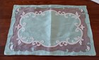 Vintage Set 6 Green Madeira Linen Placemats Napkins Organdy Embroidery