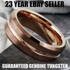 Bronze Brown Tungsten Carbide Men s Ring Rose Gold Plated Stripe Wedding Band