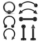 16g Nose Ring Eyebrow Lip Studs Earrings Surgical Steel Body Piercing Set 8 Pcs