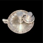19th Century  1800s  Silver Plate Candle Chamberstick With Snuffer W  Markings