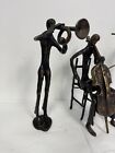 X4 Vtg Bronze Musicians Statue Sculpture Violin Cello Flute Trumpet 11 h Heavy