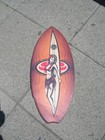 Hawaiian Islands Creations Wooden Mini Surfboard Skimboard Sign Wagon Surfer Hic