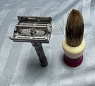 Vintage Ceramic Sink Novelty Brush Razor Shaving Stand With Gillette Slim
