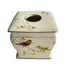 Avanti Linens Ceramic Gilded Birds Cream Tissue Box Cover Gold Accents
