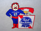 Vintage Pabst Blue Ribbon Beer Man Die-cut 12  Metal Alcohol Gasoline   Oil Sign