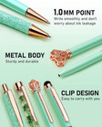 8pcs Metal Crystal Diamond Ballpoint Pens Set - Glitter Green With Black   Blue 