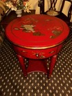 Chinoiserie Red And Gold Chinese End Tables