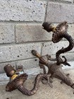 Vintage French Empire Style Brass  Metal Wall Sconces X2 Pair Twin Arm Rare