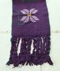 Purple Woven Central American Textile Runner Scarf Floral Angel Cotton 8  X 72 