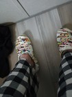 Crocs White Multicolor Paint Splatter Clog Sandals Lightweight Comfort Us 