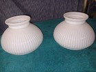 Set Of Opal Ribbed Oil Lamp 7  Double Student Lamp Shades 5 5  Tall 8  Buldge 