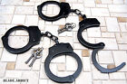 2pc Police Handcuffs Black Steel Double Lock Authentic Hand Cuffs W keys Real
