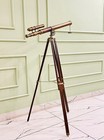 Vintage Brass Nautical Telescope On Tripod Stand   Maritime Decor Spyglass