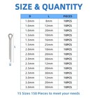 150 Pcs Stainless Steel Cotter Pin Assortment Kit  15 Sizes Hardware Fasteners