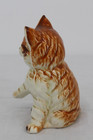 Vintage Porcelain Cat Figurine Small Brown White Tabby Kitten Japan Collectible