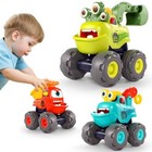 Construction Monster Truck Toys 3 Pack Pull Back Dump Truck Crane Excavator