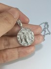 S925 Sterling Silver Guardian Angel Coin Necklace Vintage Pendant 16 2in