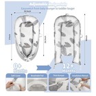 Convertible Bedside Sleeper Portable 100  Cotton Gray Leaf Pattern Mesh