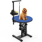 24  Electric Lift Dog Grooming Table Rotating Desktop W adjustable Arm Blue