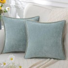  Chenille Soft Throw Pillow Covers 18x18 Set Of 18  X 18   pack Of 2  Aqua Haze