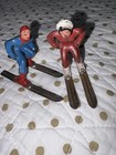 Vintage Barclay Manoil Lead Toy Figurines Pair People On Skies  flaws See Pics   