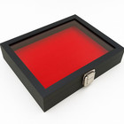 Black Jewelry Display Case Buckle Latch With Glass Top W red Ring Foam Display