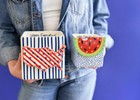 Happy Everything     Indigo Skinny Stripe Medium Mini Nesting Cube - Mini-nc-ind-m