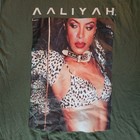 Nwt - Men s L Aaliyah Branded Green T-shirt - Snow Leopard With Collar choker